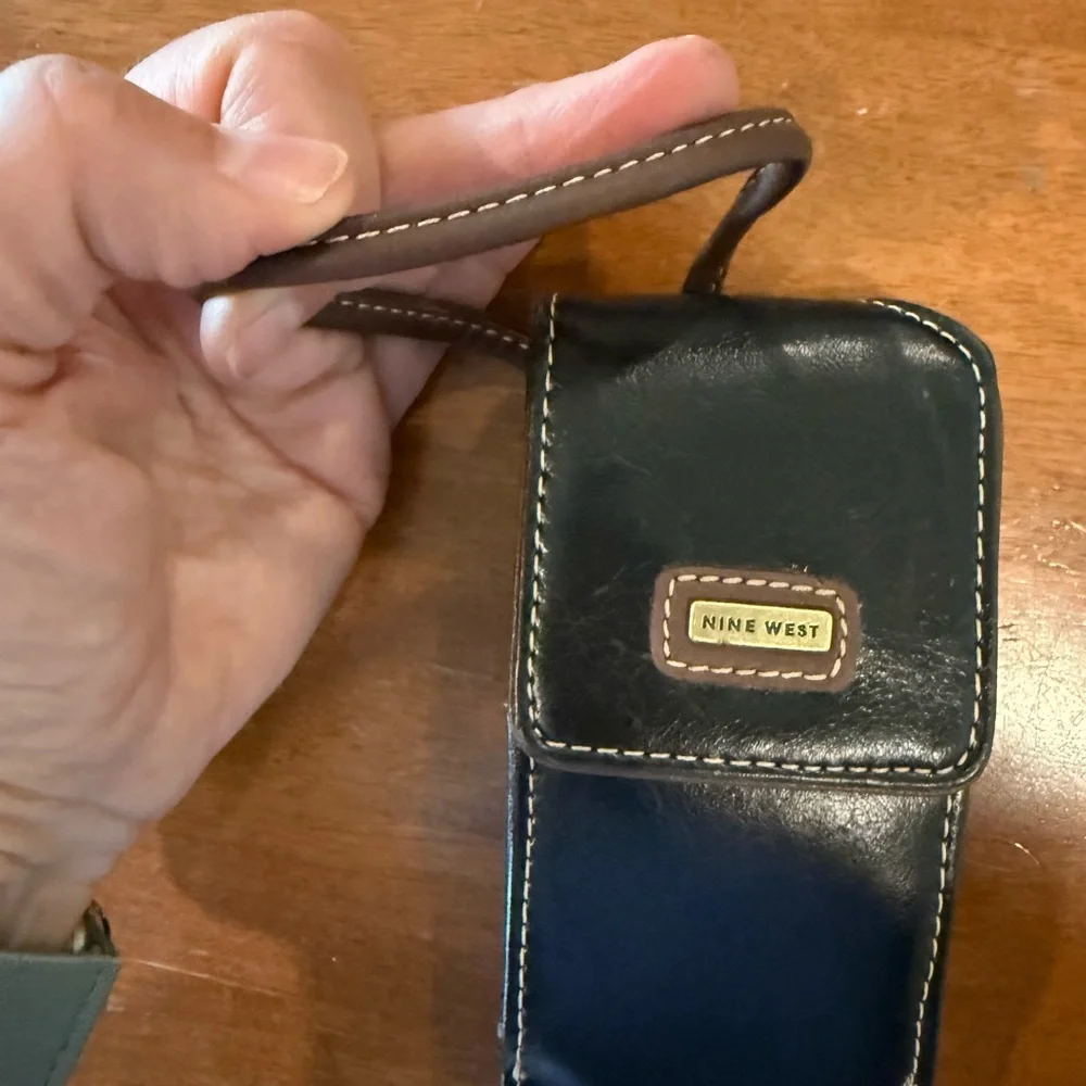 Nine West Black and Brown Leather Wristlet Holster